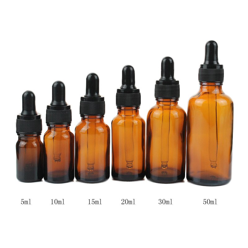 Glass Dropper Bottle Supplier - 5ml-100ml Empty Amber 1oz with Black Top Oil Bottle