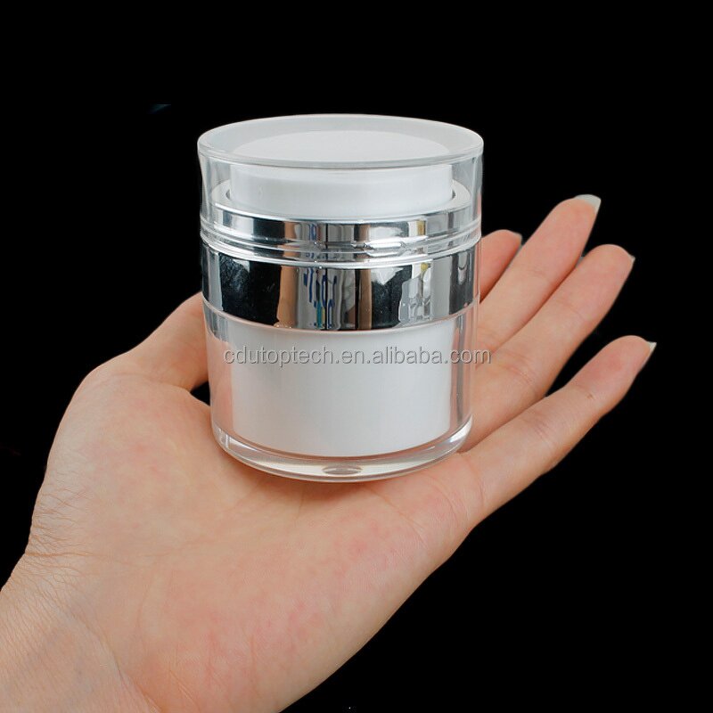 Airless Pump Jar Factory - 15g Stock Empty for Cosmetic Packaging White Silver Luxury