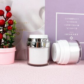 Airless Pump Jar Factory - 15g Stock Empty for Cosmetic Packaging White Silver Luxury