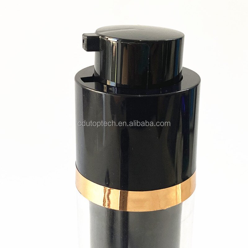 Airless Pump Bottle Manufacturer - 15ml-50ml Plastic Luxury Black Gold Rotating Twist