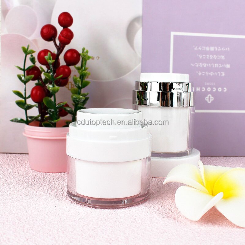 Airless Pump Jar Factory - 15g Stock Empty for Cosmetic Packaging White Silver Luxury