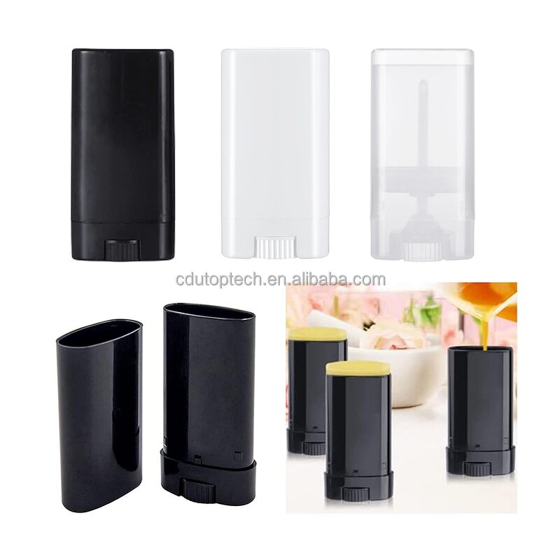 Solid Perfume Containers Manufacturer - Stock Black White Plastic DIY Oval Lipstick Tube
