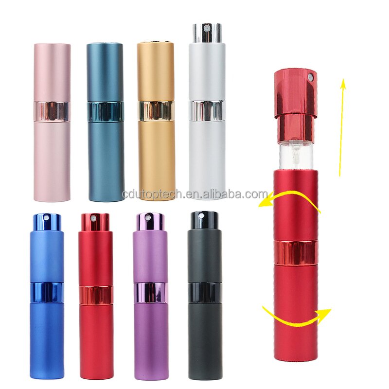 Metal Spray Bottle Manufacturer - 8ml Refillable Aluminum Twist up Travel Perfume