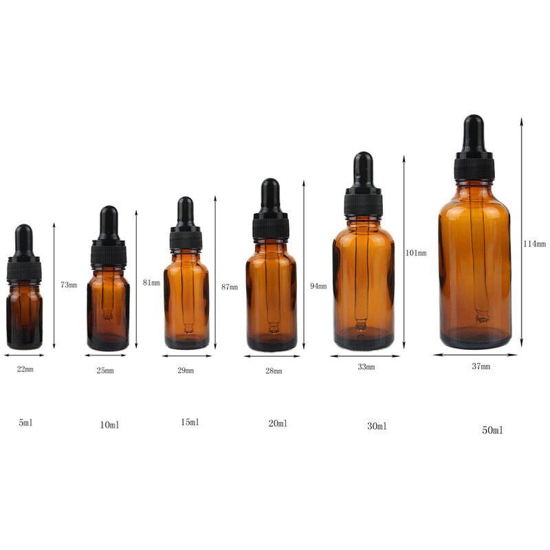 Glass Dropper Bottle Supplier - 5ml-100ml Empty Amber 1oz with Black Top Oil Bottle