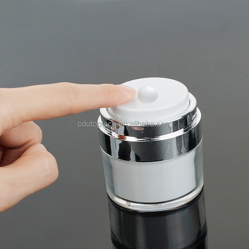 Airless Jar Supplier - 50ml Double Walled Refillable Plastic Cosmetic Lotion Cream