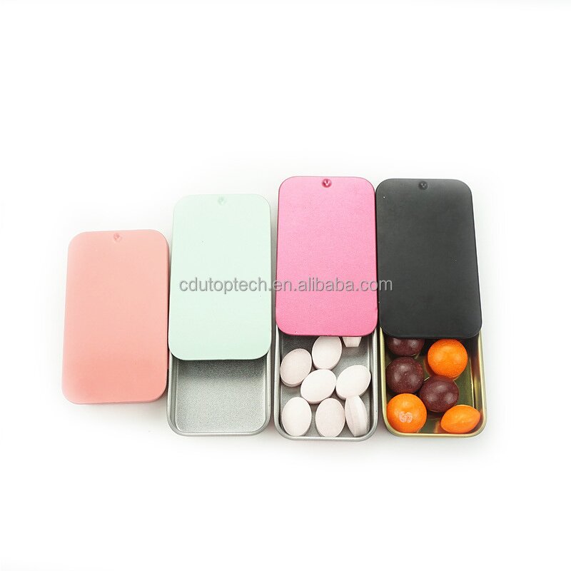 Rectangle Metal Tin Case Supplier - 10 Color 16ml Factory Price Sliding Lid Mint Candy