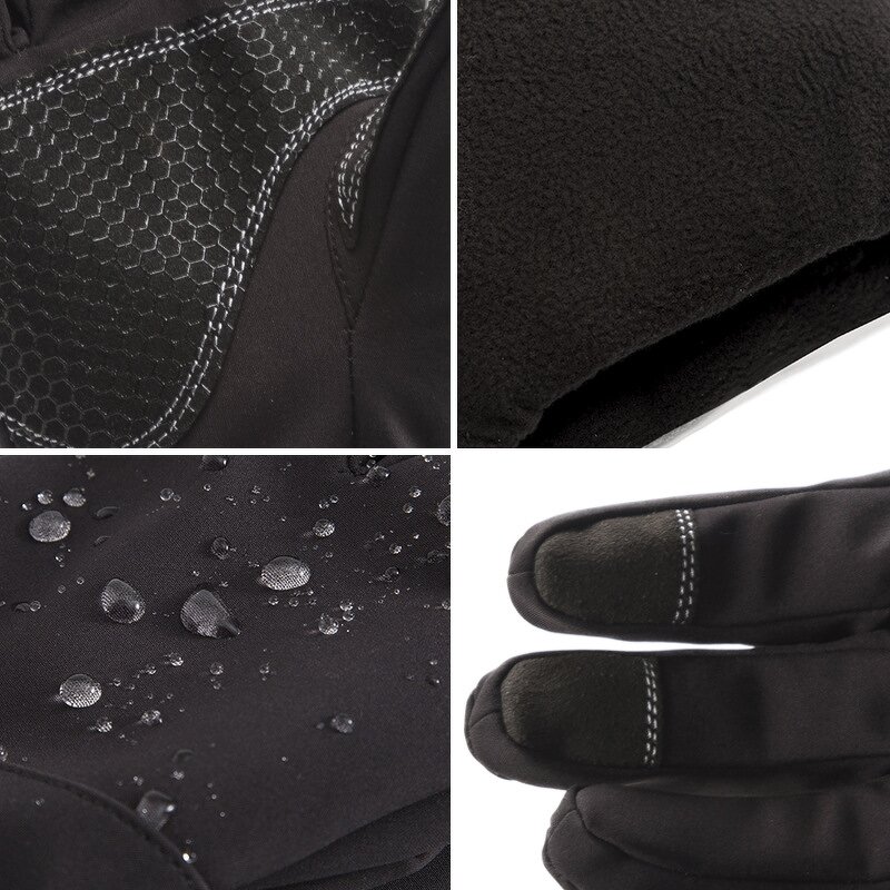 Men Winter Cycling Gloves Supplier - Full Finger Soft Shell Waterproof Windproof Fleece