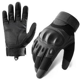 Tactical Working Gloves Manufacturer - Touchscreen Full Finger Black Genuine Leather Pakistan