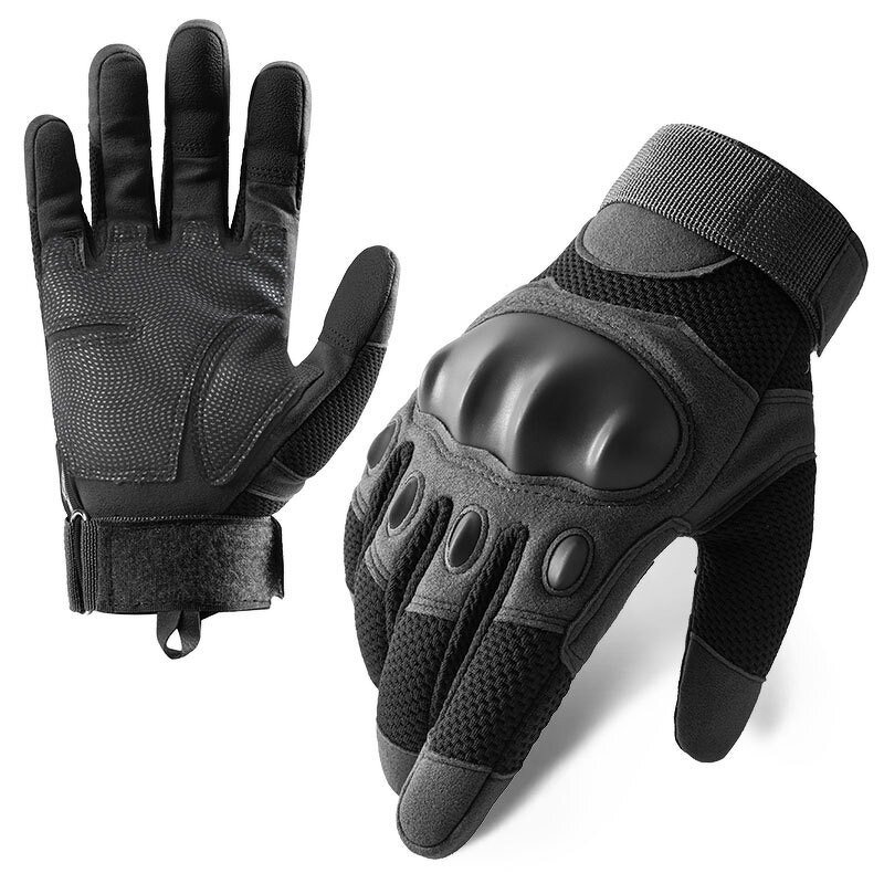 Tactical Working Gloves Manufacturer - Touchscreen Full Finger Black Genuine Leather Pakistan