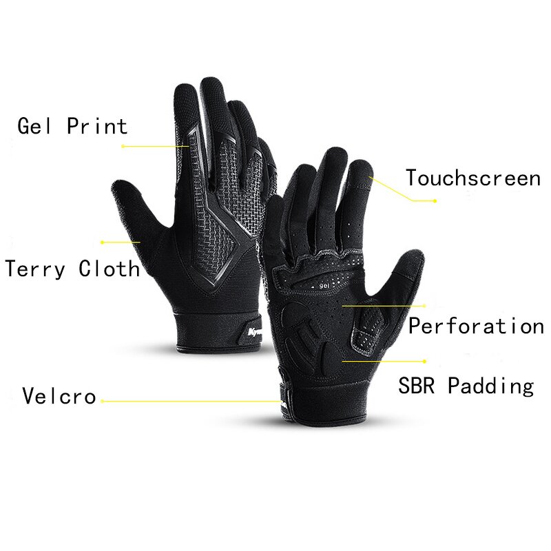 MTB Cycling Gloves Factory - Full Finger Touchscreen Shock Resistant SBR Palm Protection
