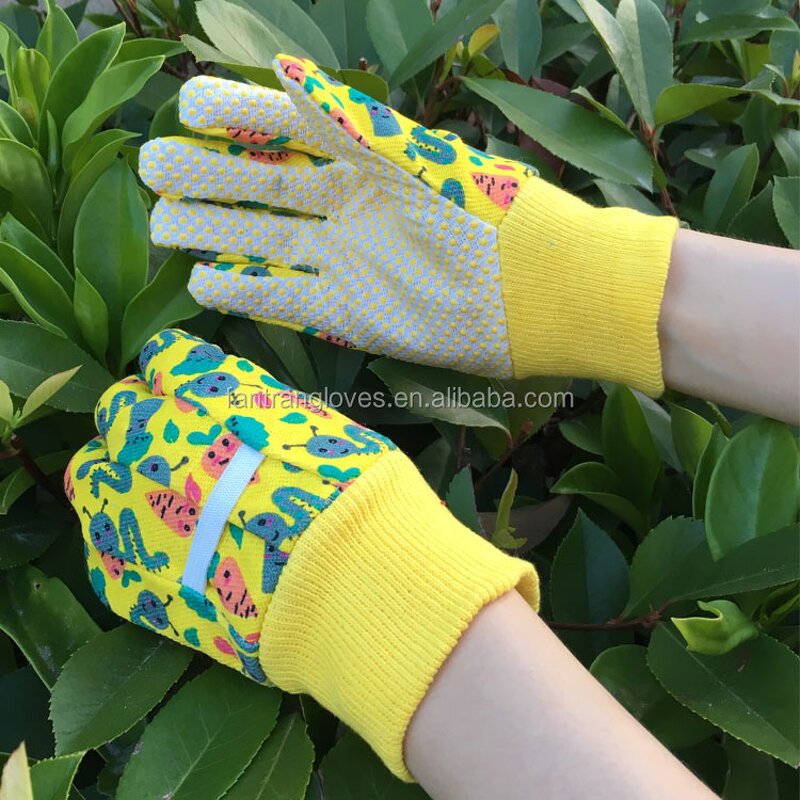 Kids Gardening Gloves Manufacturer - XL with PVC Dots Comfortable Canvas Back Knit Wrist