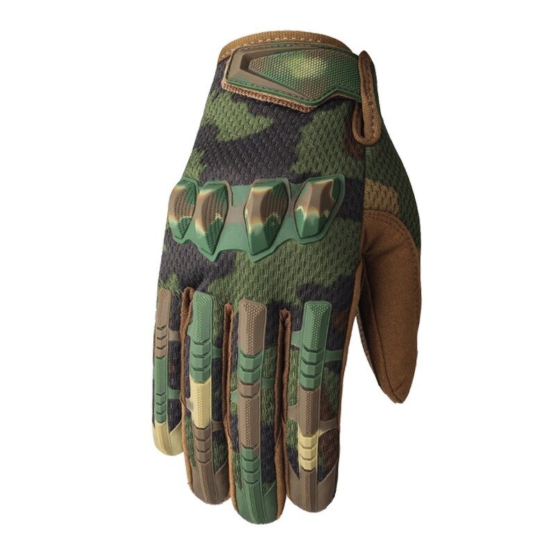 Mountaineering Protection Gloves Supplier - Green Full Finger Mipact Hard Knuckle Leather