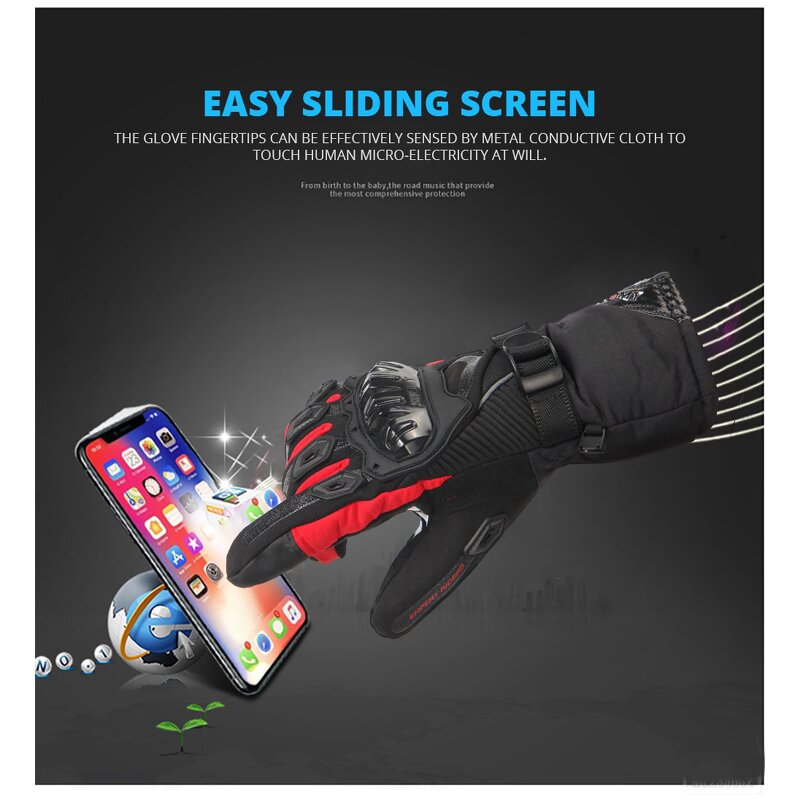 Leather Racing Gloves Supplier - High Quality Men Women Warm Waterproof Winter Moto Gear