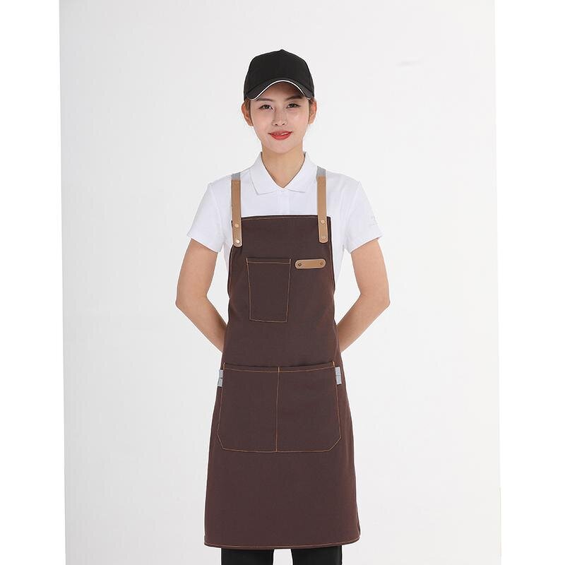 Aprons Custom Logo Supplier - Leather Strap Waterproof Plain Gardening Bar Coffee Shop
