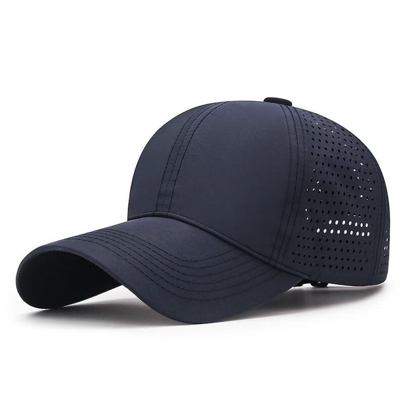 Laser Cut Baseball Cap Supplier - Custom Men 6 Panel Perforated Rubber Logo Quick Dry Uv