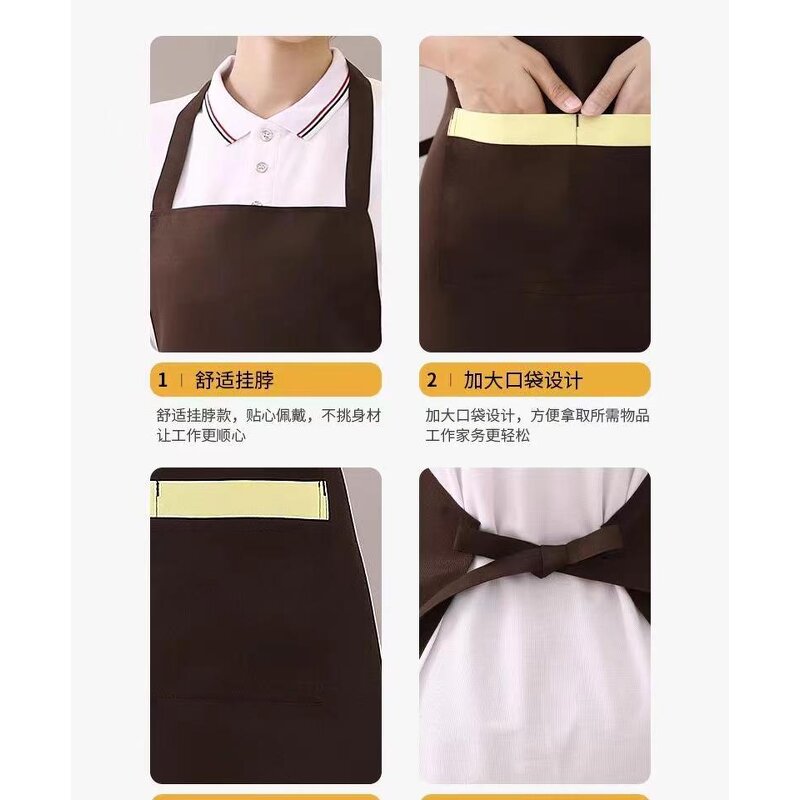 Custom Logo Apron Supplier - Waiter Salon Barber Work Waitress Kitchen Cotton with Logo