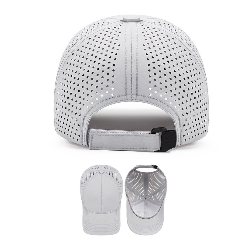 Laser Cut Baseball Cap Supplier - Custom Men 6 Panel Perforated Rubber Logo Quick Dry Uv