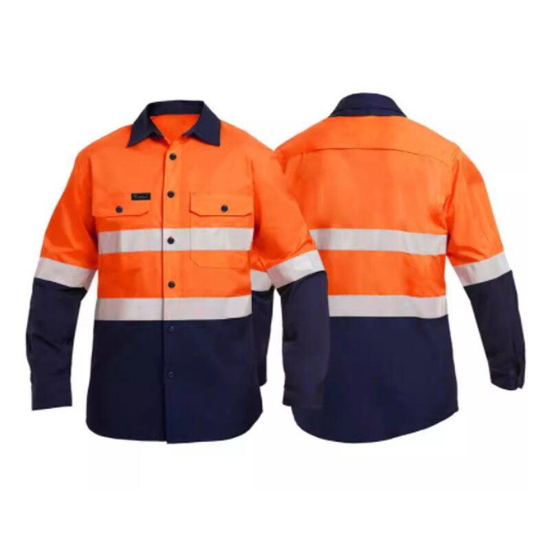 Hi Vis Work Shirt Supplier - 100% Cotton High Reflective Mining Mechanic Construction Yellow