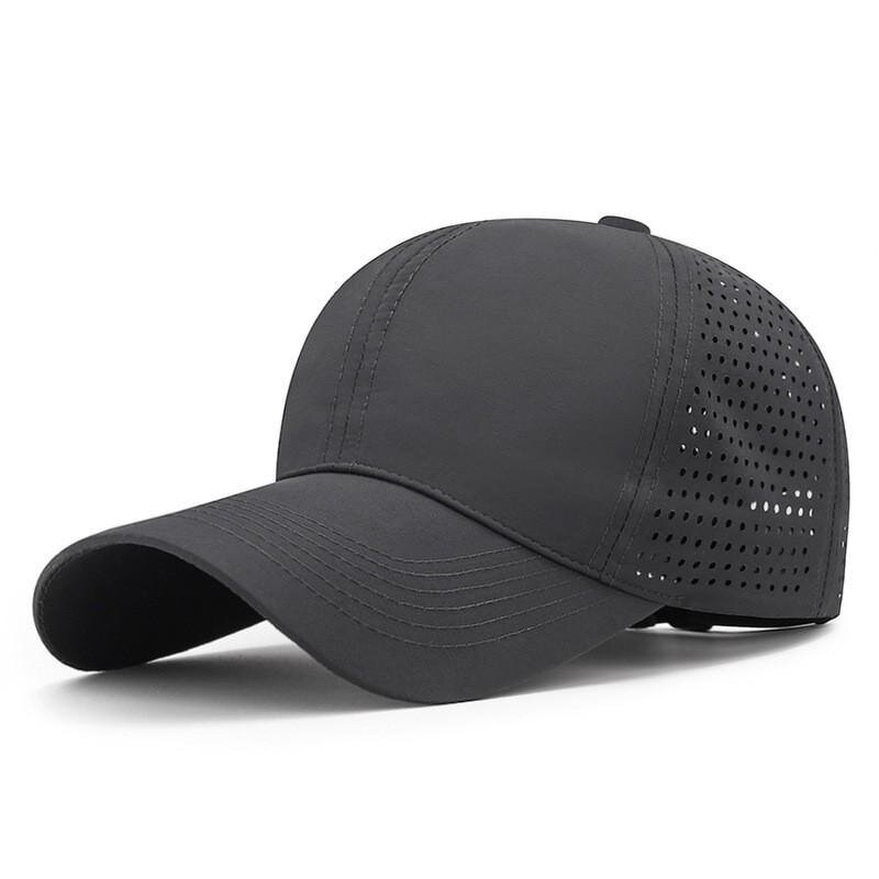 Laser Cut Baseball Cap Supplier - Custom Men 6 Panel Perforated Rubber Logo Quick Dry Uv