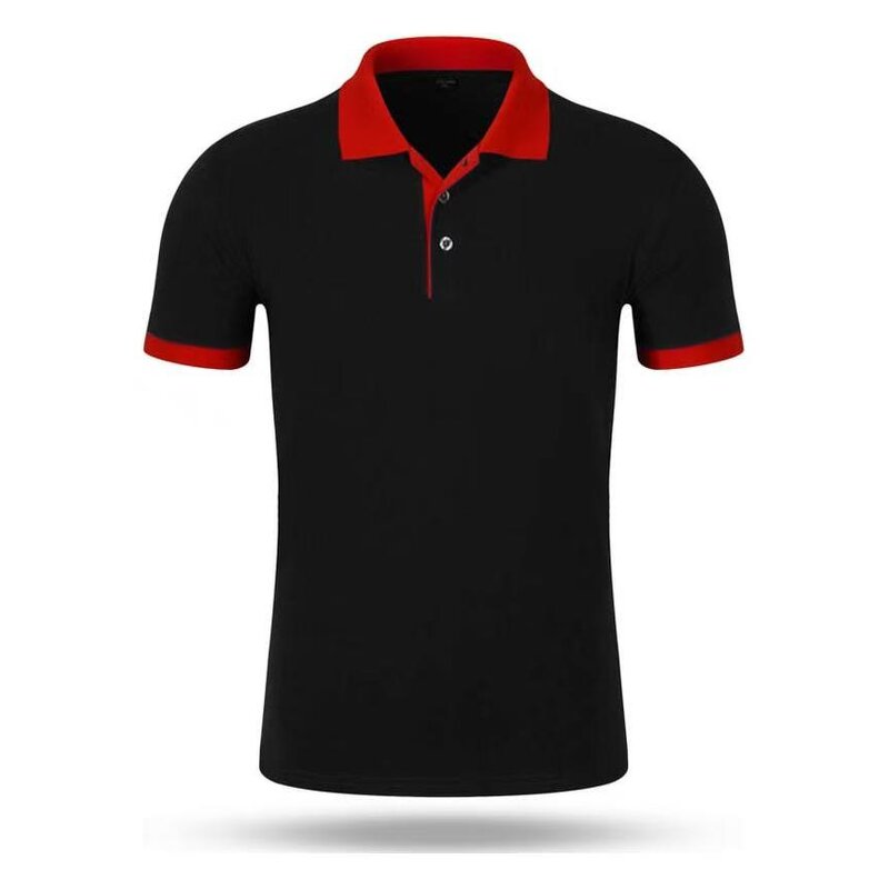 Promotional Polo Shirt Factory - Custom Unisex Men's Black Red Collar Bulk Short-sleeved