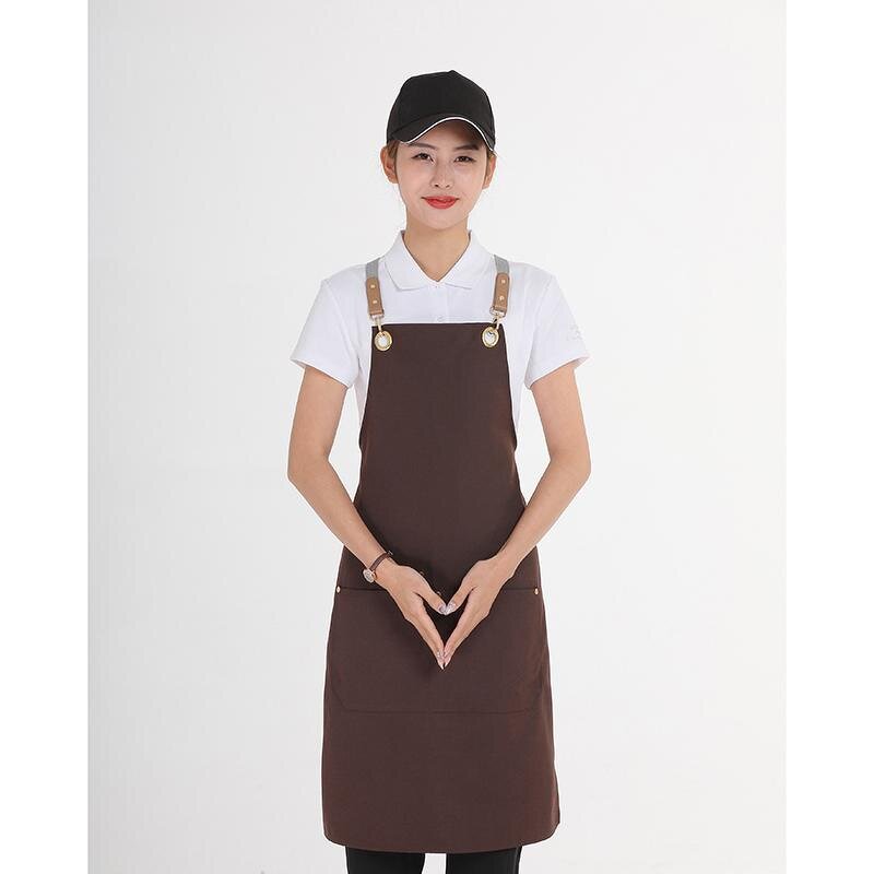 Aprons Custom Logo Supplier - Leather Strap Waterproof Plain Gardening Bar Coffee Shop