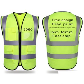 Safety Work Jacket Factory - Hi Vis 100% Polyester Reflective Construction Vest Custom