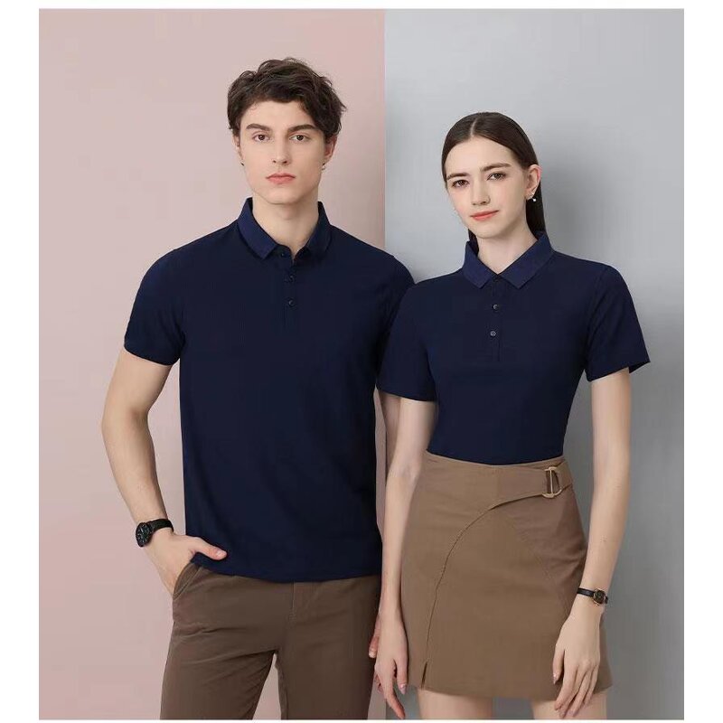 Mens Polo Shirt Supplier - Short Sleeve Casual Slim Solid Color Polyester Cotton Blend