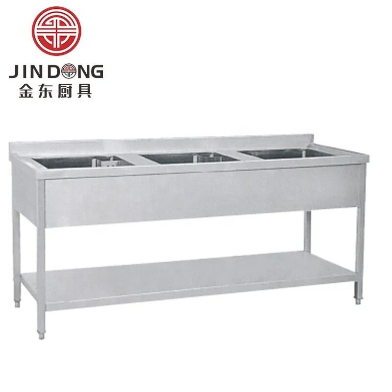 Scrubbing Pool Sink Supplier - 304 Stainless Steel Three-slot Vegetable Washbasin