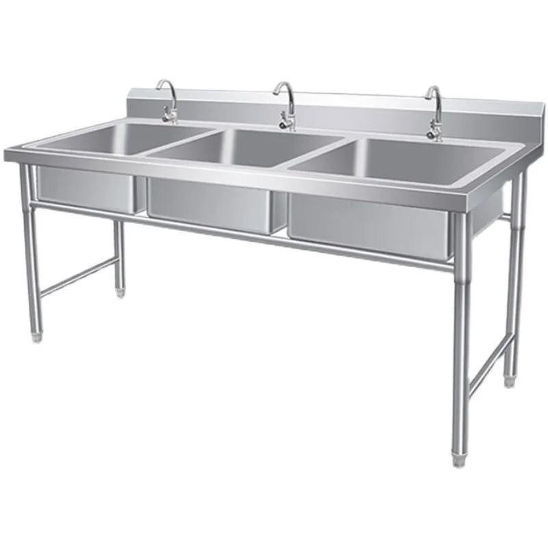 Scrubbing Pool Sink Supplier - 304 Stainless Steel Three-slot Vegetable Washbasin