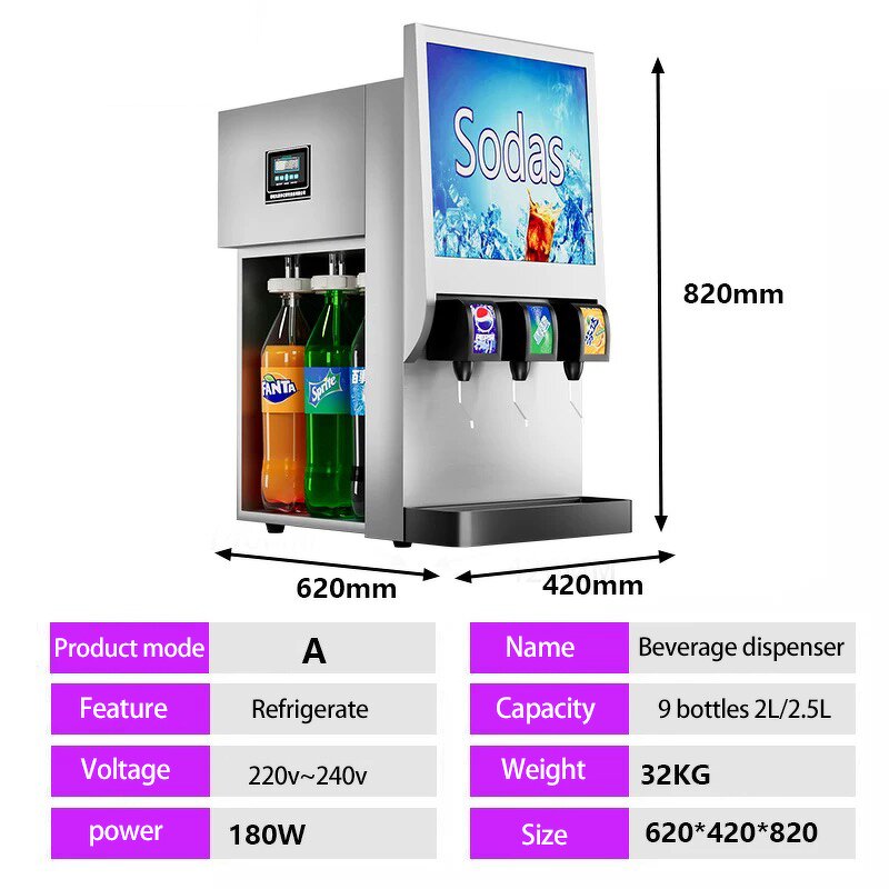 Beverage Dispenser Manufacturer - 3 Heads Stainless Steel Automatic Cool Drink Soda