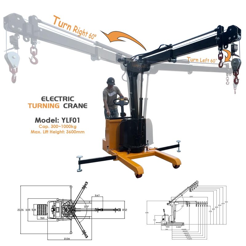 Small Electric Turning Crane Factory - VANELIFT 1.0-2.0 t Turn Hook Lift Remote Control