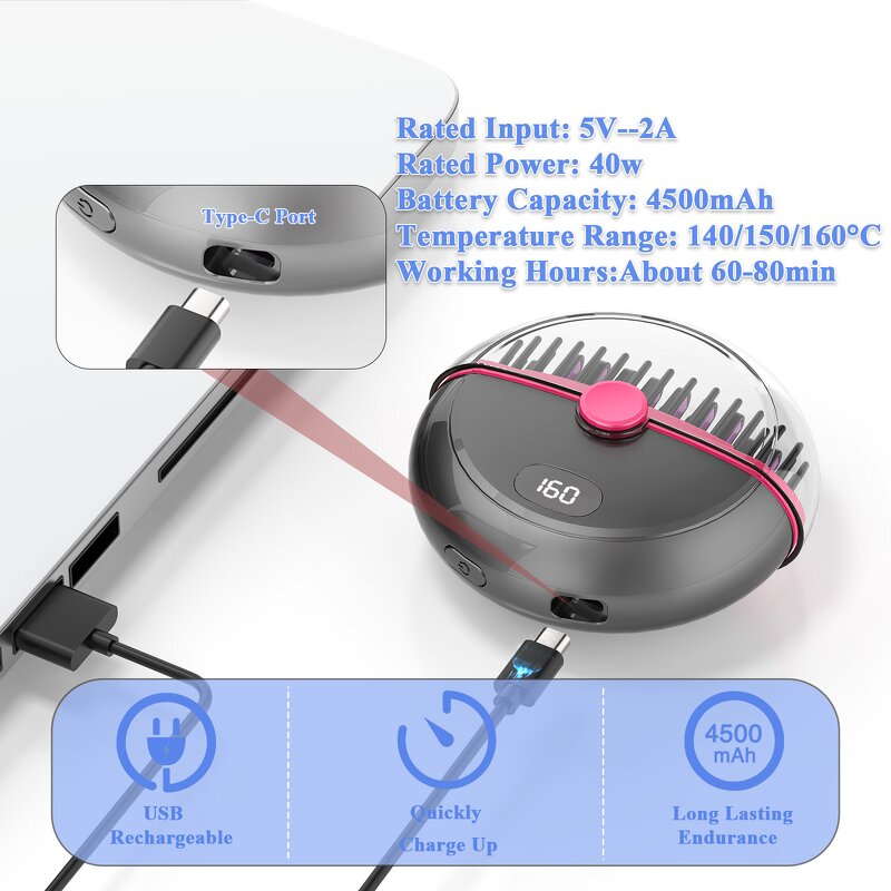 Hair Straightener Manufacturer - Mini Waterproof Wireless Straightener Brush OEM/ODM