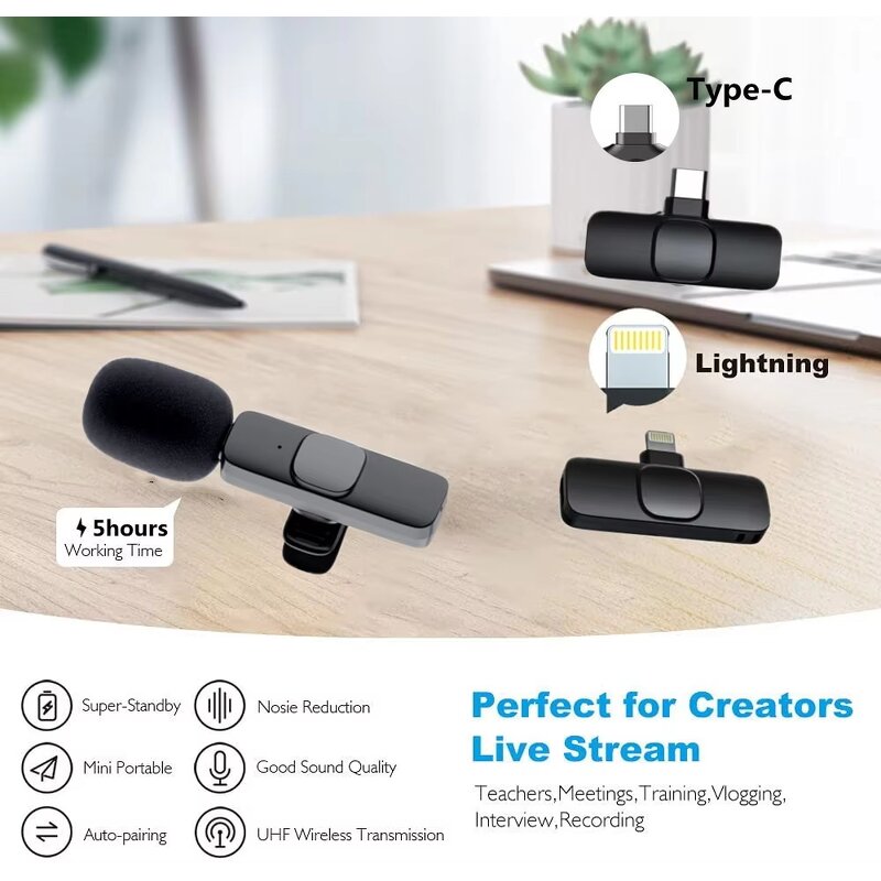 Wireless Microphone Factory - OEM/ODM K8 Mini Condenser Lavalier Mic Metal Build