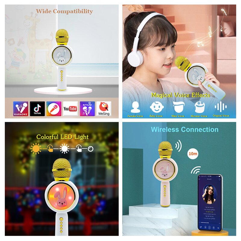 Wireless Microphone Factory - OEM/ODM Portable Kids Karaoke Mic with LED Light Toy