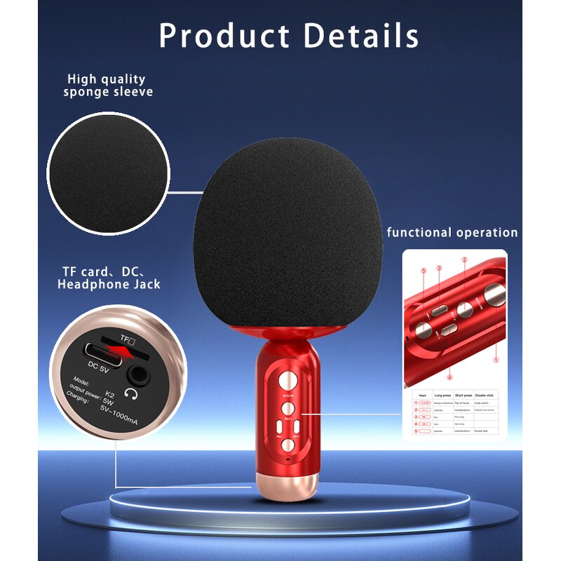 Wireless Microphone Factory - OEM/ODM BT Household Karaoke Mic Singing Live