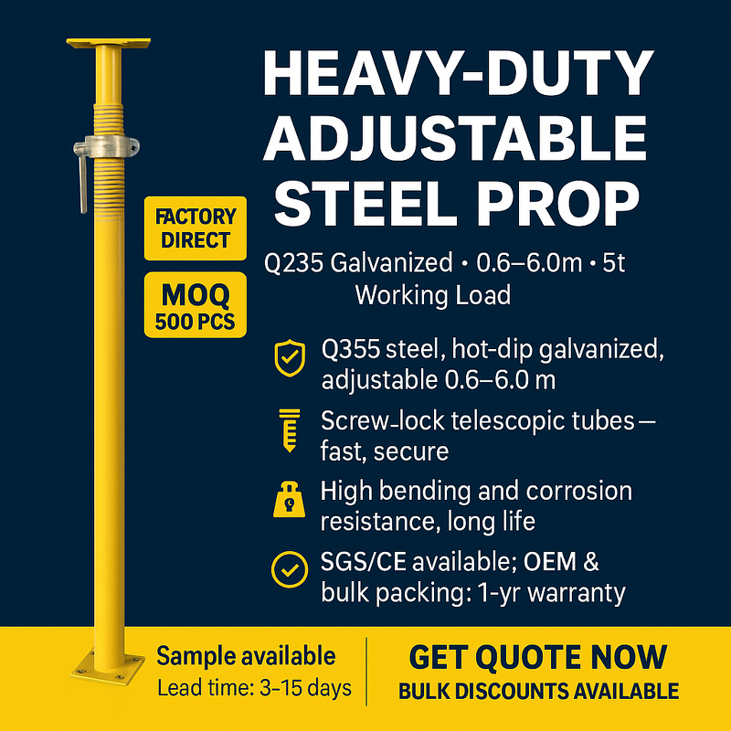 Telescopic Steel Prop Supplier - Durable Outdoor Building Shoring