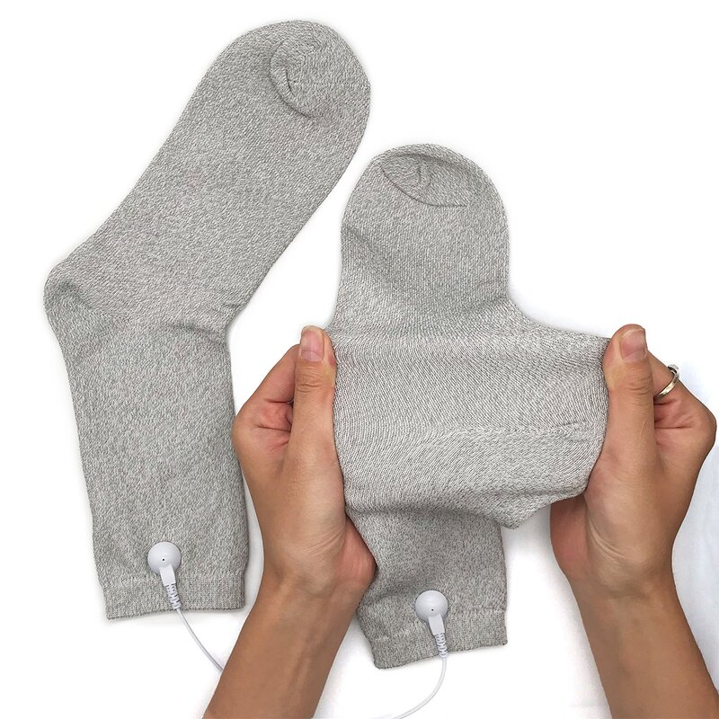 Conductive Massage Socks Supplier - Silver with Adapter Lead Wires