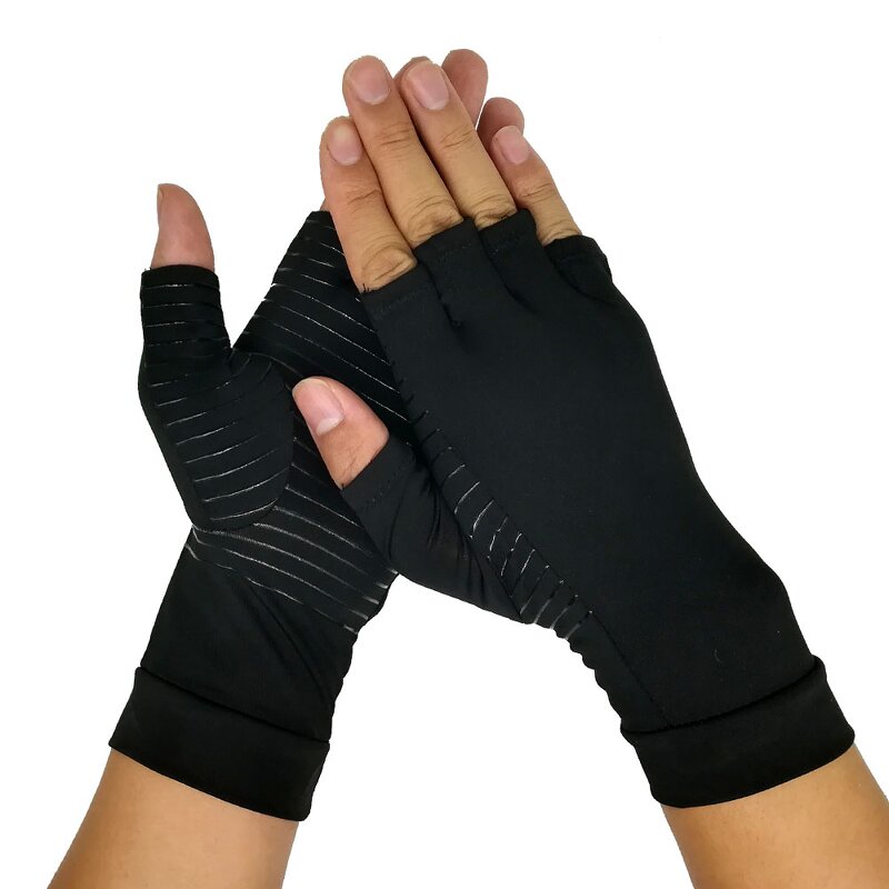 Arthritis Gloves Supplier - Copper Fiber Half Finger Anti Slip