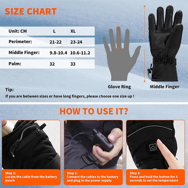 Heated Gloves Supplier - Touch Screen Lithium Battery Snowboard