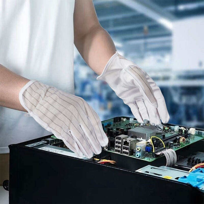 ESD Gloves Factory - Anti Static White Fabric Industrial