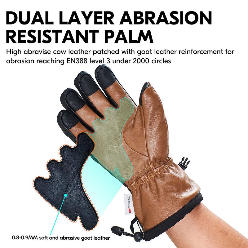 Ski Gloves Supplier - Touchscreen Cow Leather Cycling Snowboard