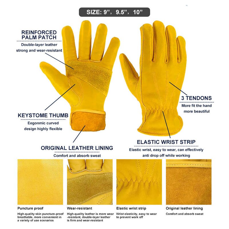 Leather Work Gloves Manufacturer - Custom Cowhide Outdoor Hiking