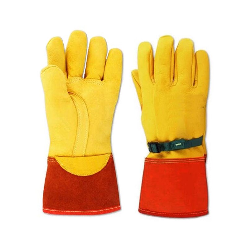 Electrical Gloves Factory - Men Yellow Leather Linesman Insulated