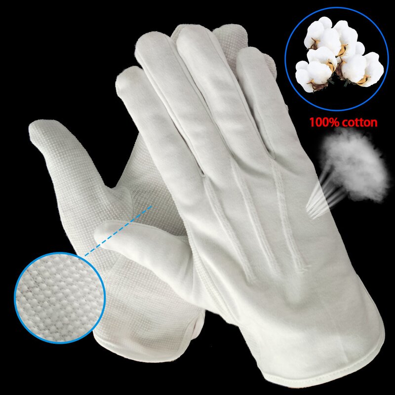 Anti Slip Gloves Supplier - PVC Dotted White Cotton Waiter