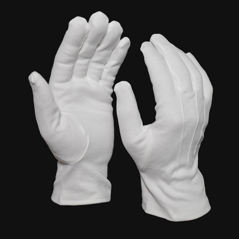 Cotton Gloves Manufacturer - Long Three Ribs Elastic Cuffs Parade