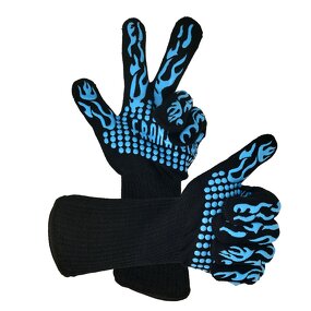 Fireproof Gloves Factory - Blue Silicone Aramid Heat Resistant