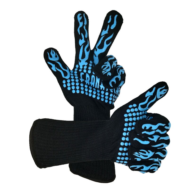 Fireproof Gloves Factory - Blue Silicone Aramid Heat Resistant