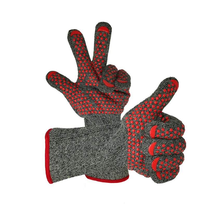 Barbecue Gloves Factory - Outdoor Red Silicone Heat Resistant