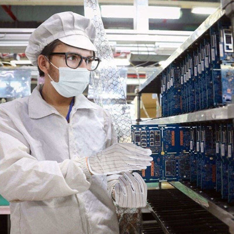 ESD Gloves Factory - Anti Static White Fabric Industrial