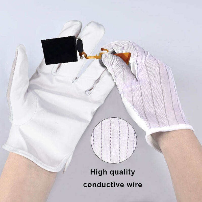 ESD Gloves Factory - Anti Static White Fabric Industrial